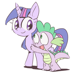 Size: 1024x1004 | Tagged: safe, artist:k-nattoh, spike, twilight sparkle, g4, simple background