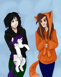 Size: 1024x1293 | Tagged: safe, artist:siobhan-racoon, rarity, human, g4, trio