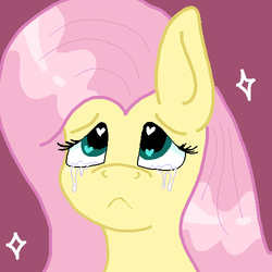 Size: 500x500 | Tagged: safe, artist:teya, fluttershy, g4, :<, crying, cute, female, frown, heart eyes, sad, solo, sparkles, wingding eyes