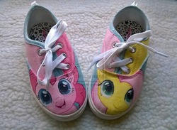 Size: 1986x1456 | Tagged: safe, artist:kama-von-llama, fluttershy, pinkie pie, g4, clothes, photo, shoes