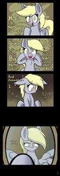 Size: 524x1524 | Tagged: safe, artist:heir-of-rick, derpy hooves, pegasus, pony, g4, comic, feels, female, mare, mirror, mood whiplash, solo, underp