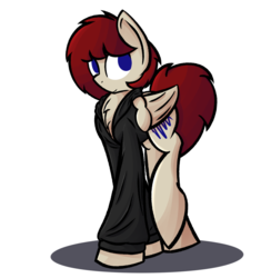 Size: 1280x1310 | Tagged: safe, artist:abaddon41, oc, oc only, oc:wehpon, pegasus, pony, clothes, female, fluffy, mare, raised leg, shirt, smiling, solo