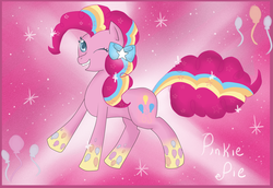 Size: 1661x1140 | Tagged: safe, artist:eliizadesu, pinkie pie, g4, female, pixiv, rainbow power, solo