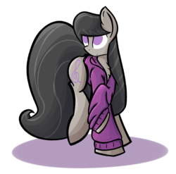 Size: 1358x1340 | Tagged: safe, artist:abaddon41, octavia melody, g4, clothes, female, hoodie, simple background, solo, transparent background