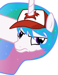 Size: 3871x5000 | Tagged: safe, artist:2snacks, artist:ex-machinart, princess celestia, pony, two best sisters play, g4, female, frown, hat, mare, pokémon, simple background, solo, transparent background, vector