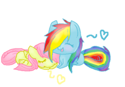 Size: 484x337 | Tagged: safe, artist:kittykthxbai, fluttershy, rainbow dash, g4, chibi, female, lesbian, ship:flutterdash, shipping