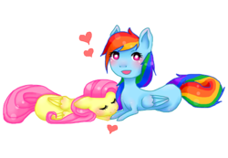 Size: 659x457 | Tagged: safe, artist:kittykthxbai, fluttershy, rainbow dash, g4, chibi, female, lesbian, ship:flutterdash, shipping