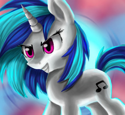 Size: 1200x1111 | Tagged: safe, artist:aschenstern, dj pon-3, vinyl scratch, g4, female, grin, solo