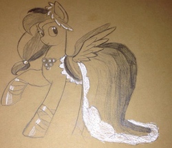 Size: 960x826 | Tagged: safe, artist:llulabeee, rainbow dash, g4, clothes, dress, female, gala dress, solo, traditional art