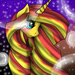 Size: 1000x1000 | Tagged: safe, artist:purpleskypegasister, sunset shimmer, pony, unicorn, g4, bust, female, solo