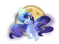 Size: 1024x759 | Tagged: dead source, safe, artist:pookiiee, princess luna, alicorn, pony, g4, female, heart eyes, mare, moon, simple background, solo, transparent background, wingding eyes
