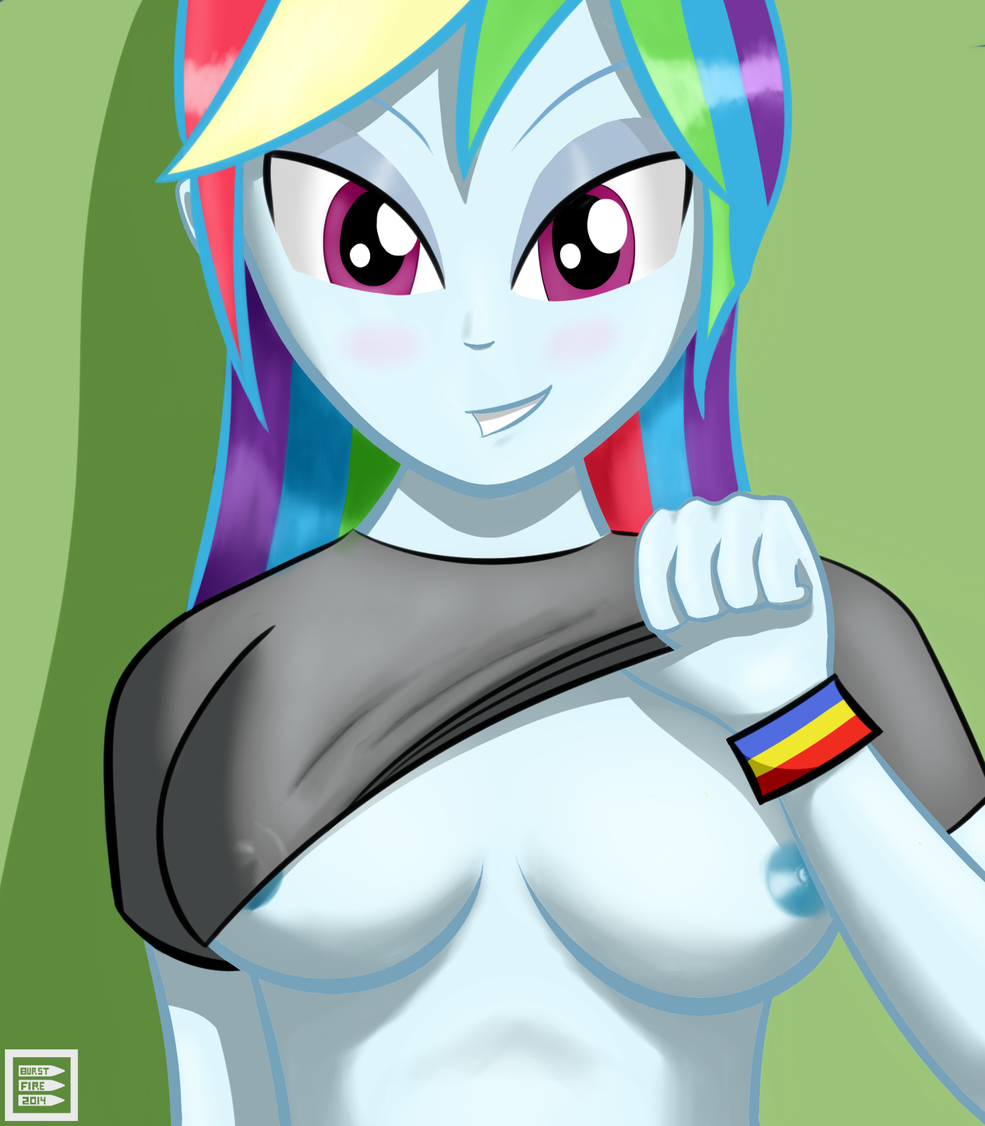 Rainbow Dash Is Sexiest Pony - 690776 - areola, areola slip, artist:burstfire, breasts ...