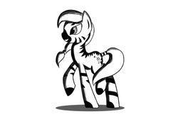 Size: 1024x717 | Tagged: safe, artist:fleshsong, oc, oc only, zony, grayscale, monochrome, solo