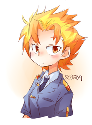 Size: 606x821 | Tagged: safe, artist:gyaheung, spitfire, human, g4, bust, clothes, colored pupils, female, humanized, simple background, solo, uniform