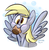 Size: 648x659 | Tagged: safe, artist:thedoggygal, derpy hooves, pegasus, pony, g4, blushing, cute, female, mare, muffin, portrait, puffy cheeks, solo