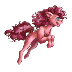 Size: 900x900 | Tagged: safe, artist:teallaquin, pinkie pie, g4, female, fluffy, happy, jumping, open mouth, smiling, solo