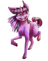 Size: 800x1000 | Tagged: safe, artist:teallaquin, twilight sparkle, g4, balancing, chest fluff, female, fluffy, happy, open mouth, raised hoof, raised leg, smiling, solo