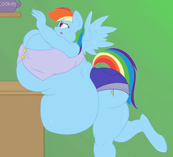 Size: 2480x2264 | Tagged: safe, artist:pixelstarpony, rainbow dash, anthro, g4, cookie jar, fat, female, high res, morbidly obese, obese, rainblob dash, solo