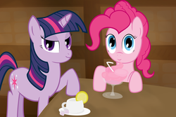 Size: 3063x2043 | Tagged: safe, artist:frogem, pinkie pie, twilight sparkle, g4, duo, high res