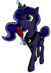 Size: 1080x1532 | Tagged: safe, artist:exedrus, princess luna, g4, cute, female, levitation, licking, lollipop, magic, simple background, solo, tongue out