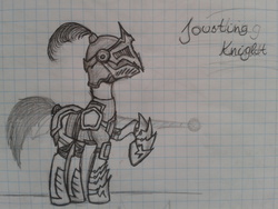 Size: 2048x1536 | Tagged: safe, artist:petunedrop, armor, fantasy class, graph paper, jousting, knight, monochrome, traditional art, warrior