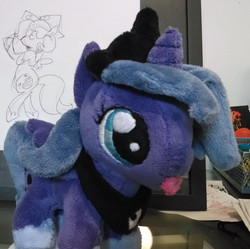 Size: 835x831 | Tagged: artist needed, safe, princess luna, g4, filly, irl, photo, plushie, tongue out, woona
