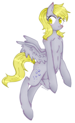 Size: 488x800 | Tagged: safe, artist:divided-s, derpy hooves, pegasus, pony, g4, belly button, female, mare, pixiv, solo