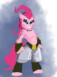 Size: 1000x1339 | Tagged: safe, artist:hattonslayden, pinkie pie, smile hd, g4, crossover, dragon ball, dragon ball z, female, fusion, kid boo, majin boo, seems legit, solo