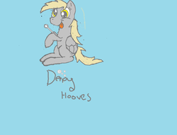 Size: 1650x1259 | Tagged: safe, artist:daisy meadows, derpy hooves, pegasus, pony, g4, bubble, cross-eyed, female, mare, solo, tongue out