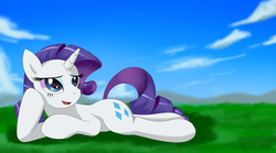 Size: 1024x568 | Tagged: safe, artist:nekokevin, rarity, g4, female, lying, solo