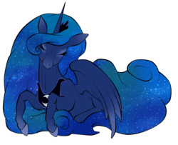 Size: 1600x1300 | Tagged: safe, artist:nabe, princess luna, pony, g4, eyes closed, female, lying, simple background, solo, transparent background