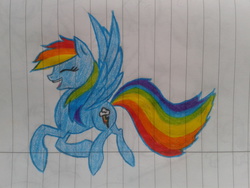 Size: 2048x1536 | Tagged: safe, artist:petunedrop, rainbow dash, g4, female, lined paper, solo, traditional art, trotting