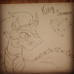 Size: 960x960 | Tagged: safe, artist:moosesgonewild, king sombra, g4, male, monochrome, sketch, solo, traditional art