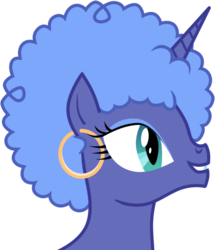 Size: 689x800 | Tagged: safe, artist:durger, princess luna, g4, afro, alternate hairstyle, earring, female, s1 luna, simple background, solo, transparent background, vector