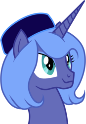 Size: 556x800 | Tagged: source needed, safe, artist:durger, princess luna, g4, alternate hairstyle, female, hat, s1 luna, simple background, solo, transparent background, vector