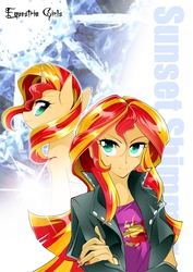 Size: 600x849 | Tagged: safe, artist:yukina-namagaki, sunset shimmer, human, pony, unicorn, equestria girls, g4, female, human ponidox, mare, self ponidox, smiling, solo