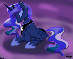 Size: 1024x837 | Tagged: safe, artist:quincydragon, princess luna, g4, eyes closed, female, prone, solo