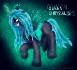 Size: 1024x933 | Tagged: safe, artist:espeonumbreonlover, queen chrysalis, changeling, changeling queen, g4, crown, female, jewelry, open mouth, regalia, solo