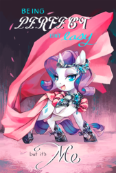 Size: 700x1036 | Tagged: dead source, safe, artist:theuselesstoe, rarity, pony, unicorn, g4, armor, bedroom eyes, clothes, crossover, disney, female, georgette, jewelry, looking at you, oliver and company, open mouth, scarf, smiling, solo