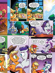 Size: 720x960 | Tagged: safe, idw, official comic, apple bloom, applejack, rarity, scootaloo, sweetie belle, g4, spoiler:comic, spoiler:comicff8, bipedal leaning, carousel boutique, cutie mark crusaders, faceplant, preview, sewing machine