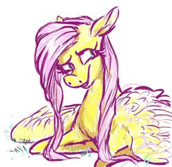 Size: 488x472 | Tagged: safe, artist:martcreates, fluttershy, g4, female, lying, solo