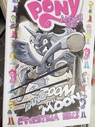 Size: 639x852 | Tagged: safe, artist:andypriceart, idw, applejack, fluttershy, pinkie pie, princess luna, rainbow dash, rarity, pony, equestria girls, g4, angry, boxing, boxing gloves, boxing ring, commission, cover, eqg promo pose set, female, gritted teeth, the honeymooners, traditional art