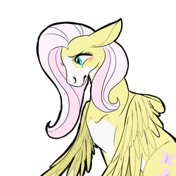 Size: 1000x1000 | Tagged: safe, artist:zimista, fluttershy, horse, g4, female, hoers, simple background, solo