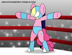Size: 1280x989 | Tagged: safe, artist:cocoabrush, pinkie pie, earth pony, pony, g4, 30 minute art challenge, bipedal, female, solo, wrestler, wrestling, wrestling ring