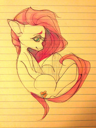 Size: 960x1280 | Tagged: safe, artist:floofie, fluttershy, g4, female, lined paper, sketch, solo, traditional art