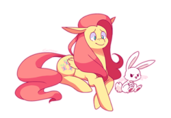 Size: 1608x1106 | Tagged: safe, artist:chiptoony, angel bunny, fluttershy, pegasus, pony, rabbit, g4, animal, female, grumpy, lying, lying down, male, mare, prone, simple background, transparent background