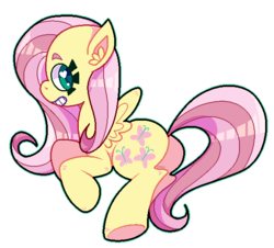 Size: 595x537 | Tagged: safe, artist:sluggy-slimes, fluttershy, g4, ear fluff, eyelashes, female, grin, lying, pixel art, solo