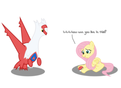 Size: 2000x1463 | Tagged: safe, artist:resistance-of-faith, fluttershy, latias, g4, pokémon