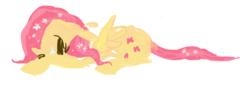 Size: 854x291 | Tagged: safe, artist:cutebrows, fluttershy, g4, female, flower in hair, lying, solo