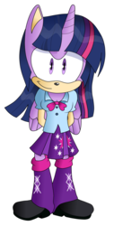 Size: 636x1255 | Tagged: dead source, safe, artist:atomiclance, twilight sparkle, anthro, plantigrade anthro, equestria girls, g4, clothes, crossover, equestria girls outfit, female, simple background, solo, sonic the hedgehog (series), sonicified, style emulation, transparent background